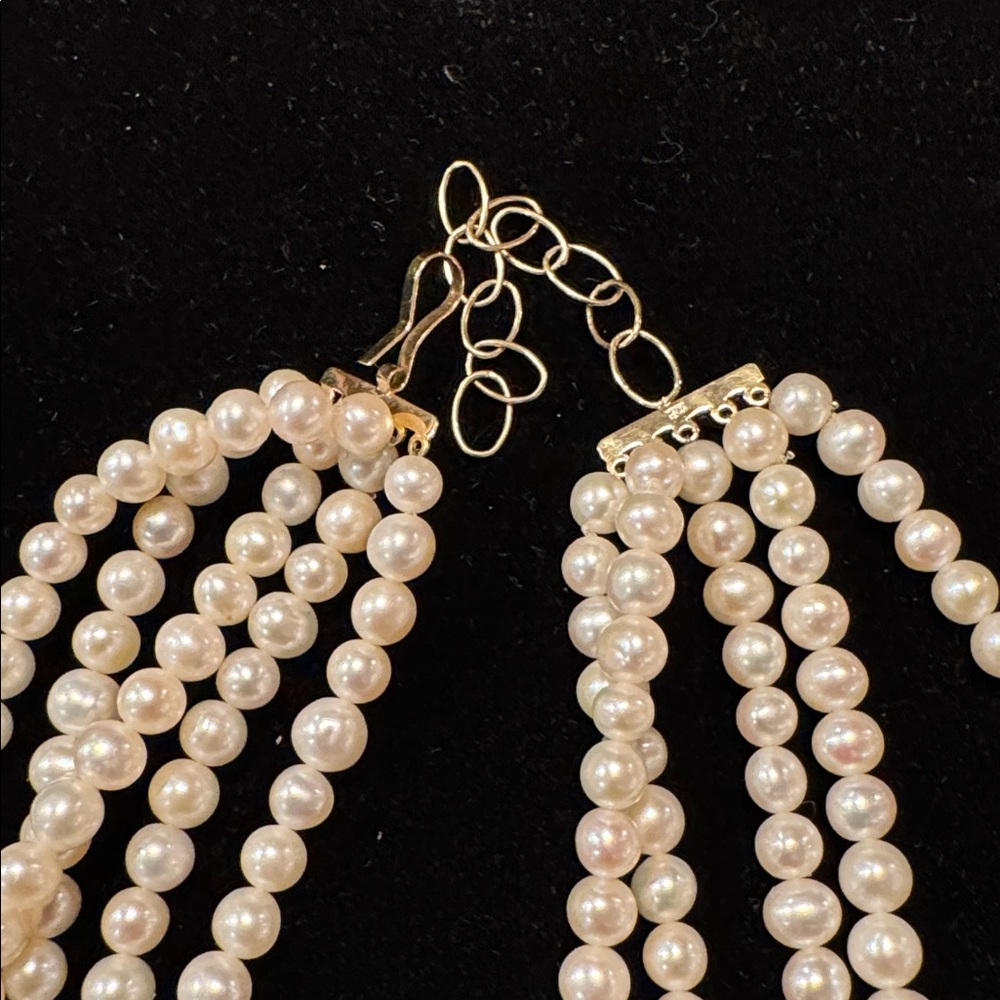 Vintage 14k clasp multi strand pearl necklace - Picture 3 of 6